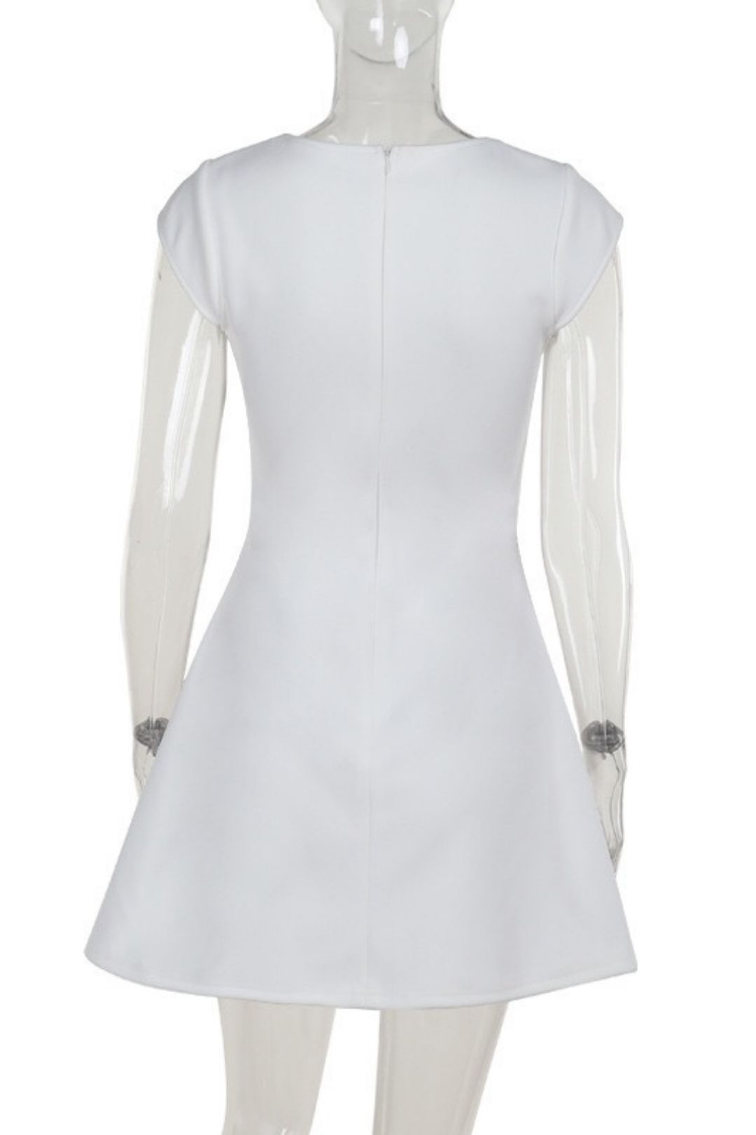 Elegant Short-Sleeved Square Neck Vest A-Line Mini Dress