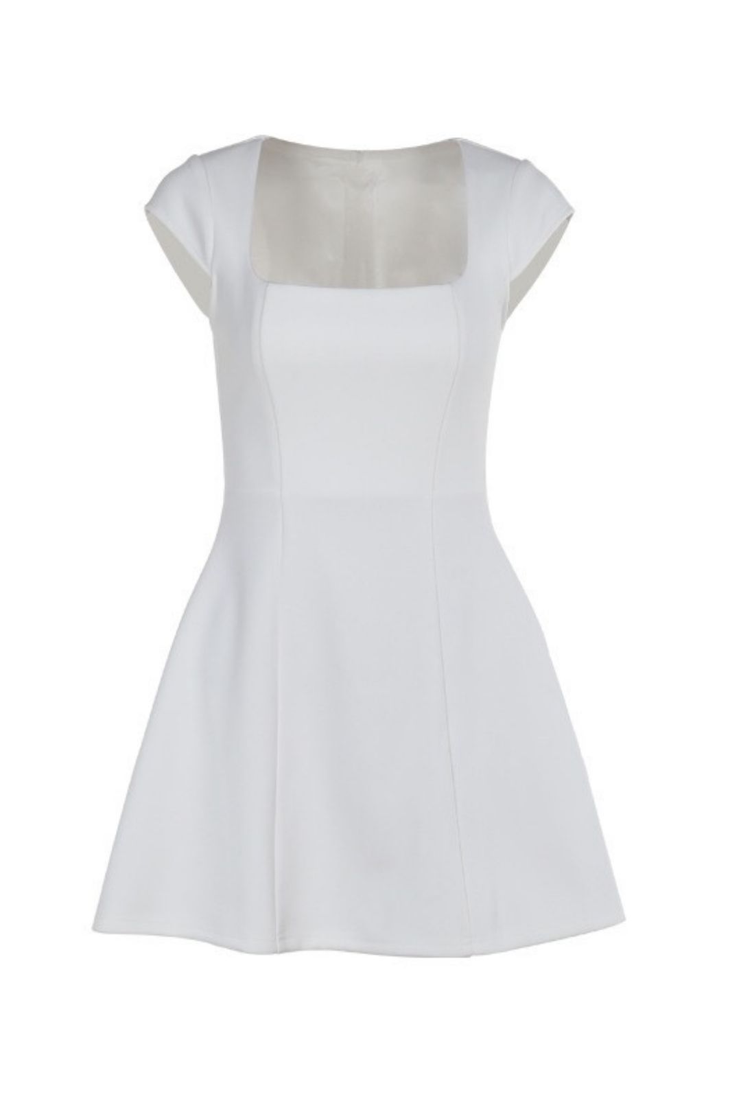 Elegant Short-Sleeved Square Neck Vest A-Line Mini Dress
