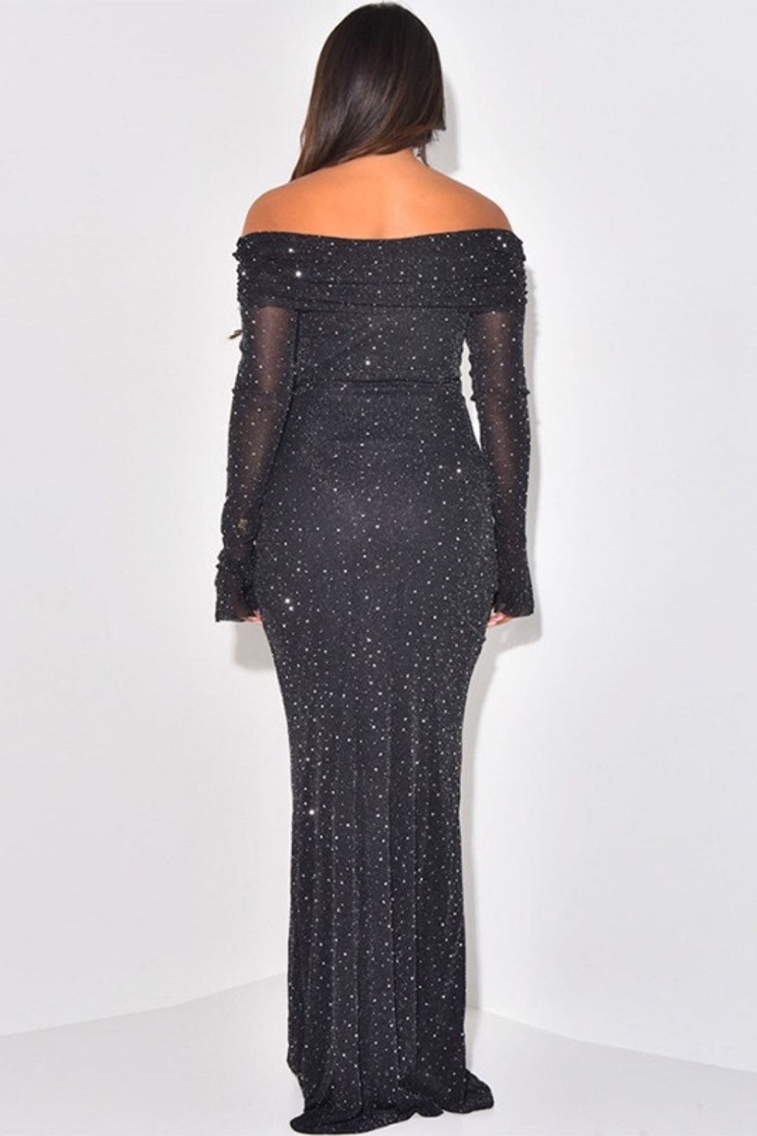 Elegant Slim Fit Sequin Off-Shoulder Dress