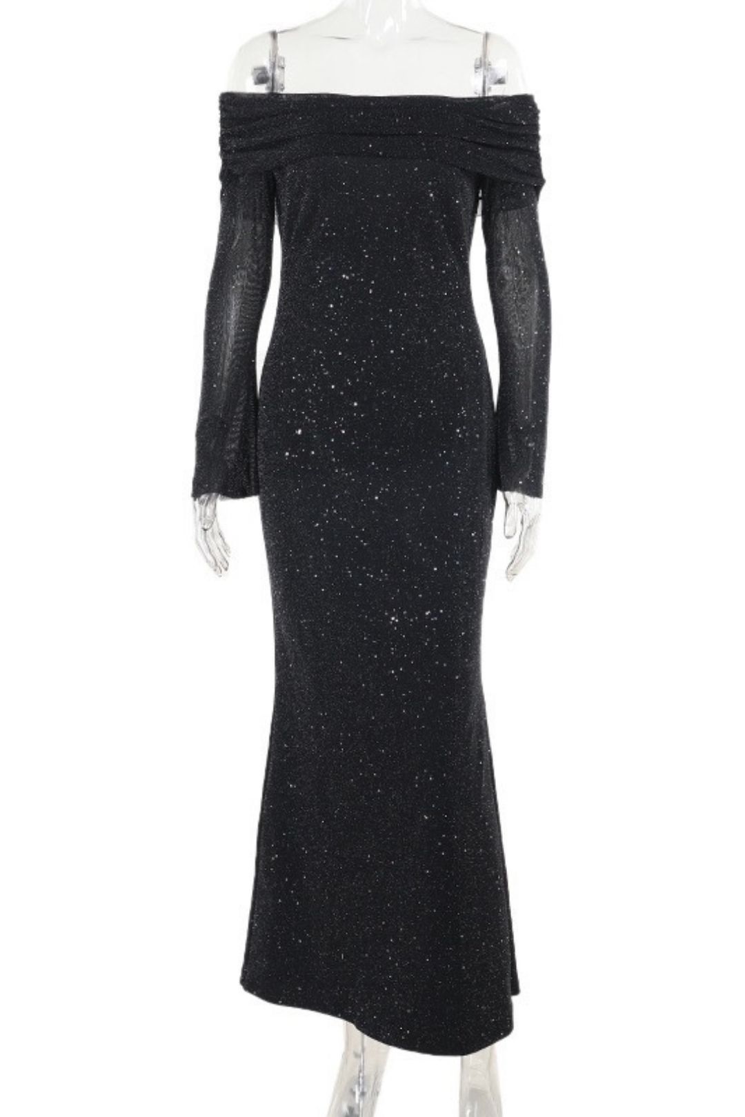 Elegant Slim Fit Sequin Off-Shoulder Dress