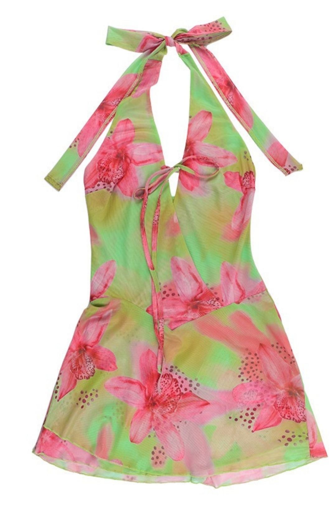 Printed Backless Vacation Dress