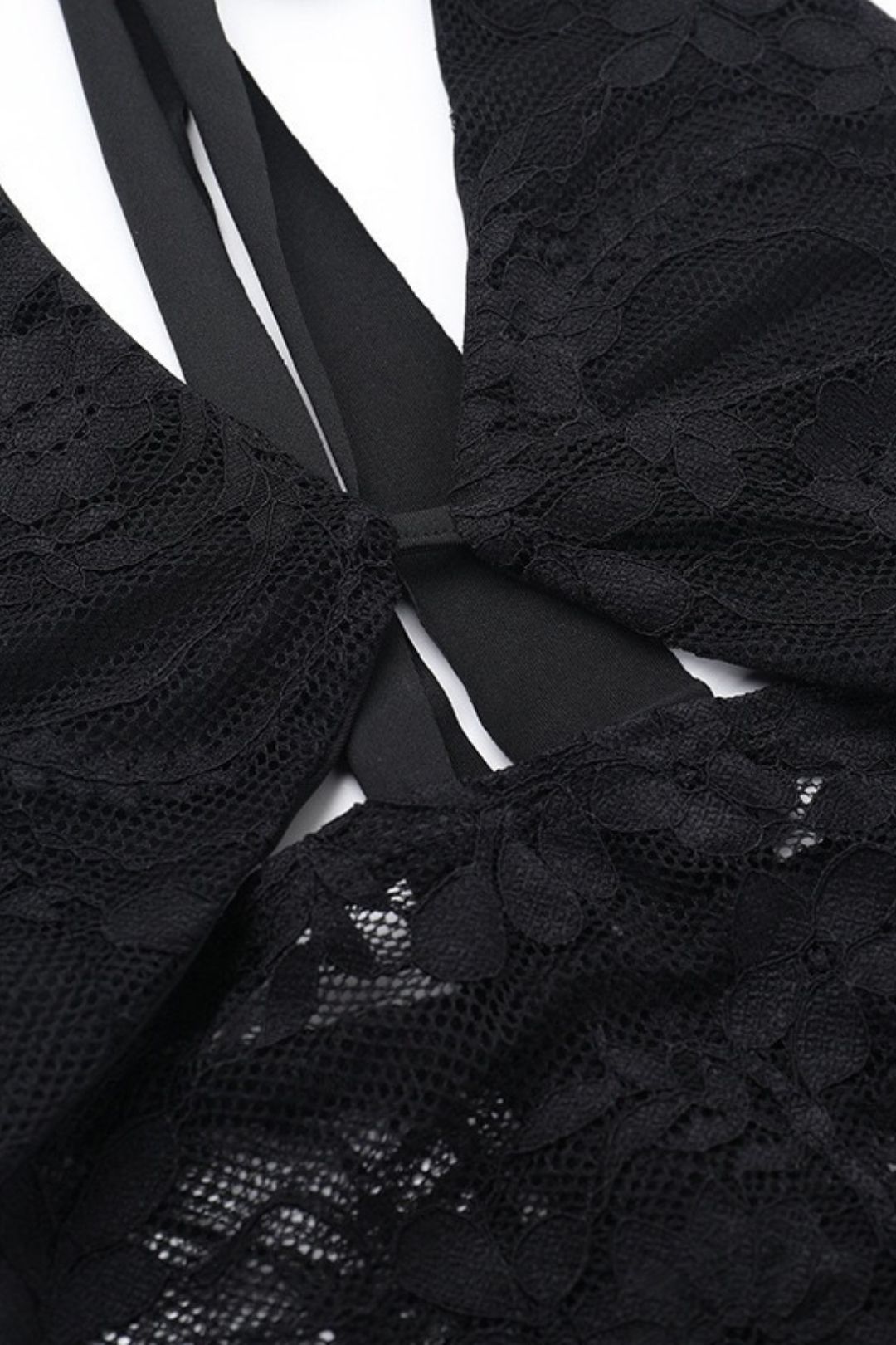 Sexy Short Skirt Neck Lace Hollow-Out Patchwork Bodycon Dress