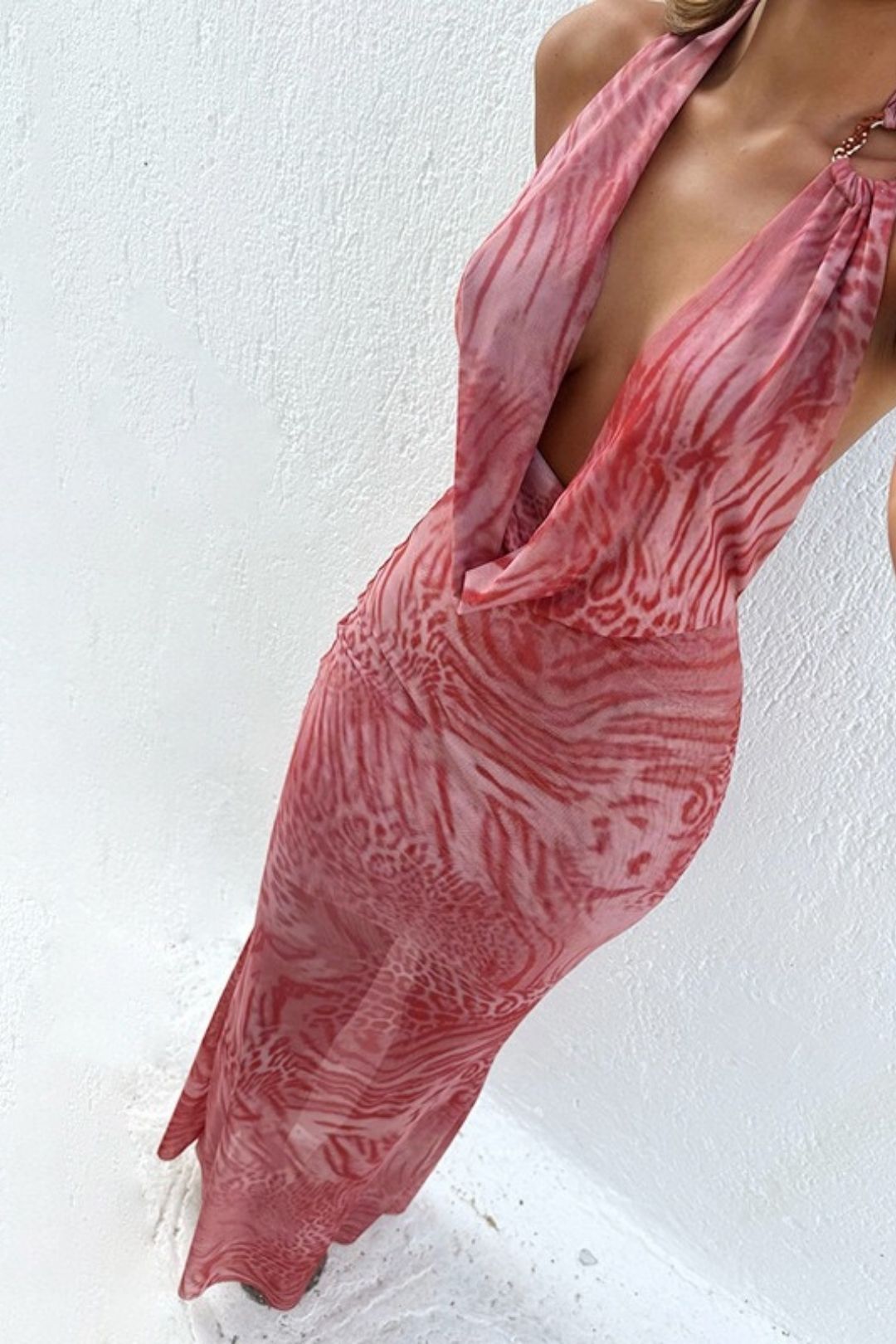 Sexy Print Leopard V-neck Dress