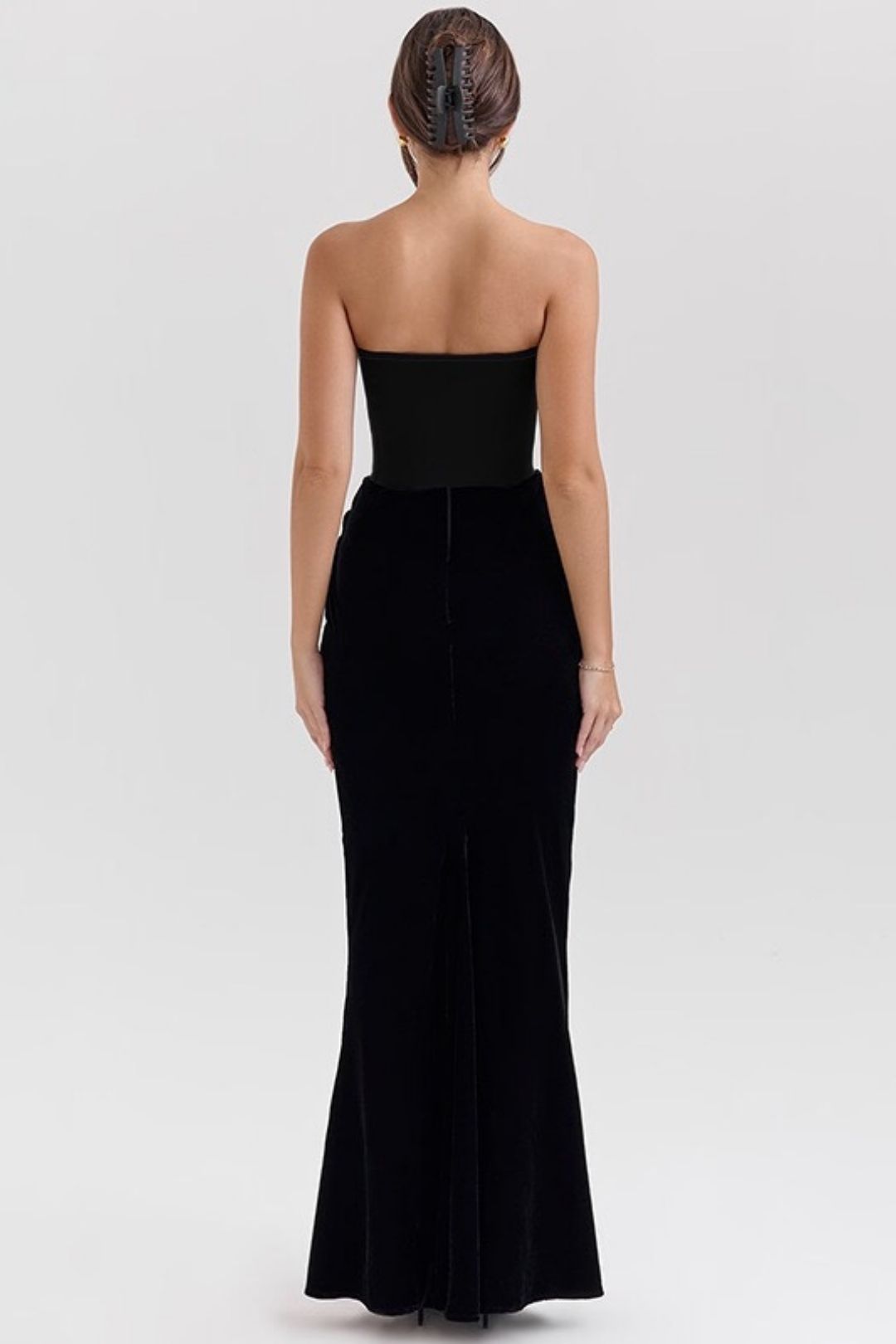 Sexy Velvet Patchwork Waist-cinching Strapless Dress