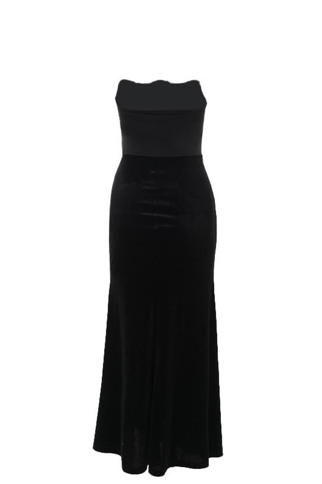 Sexy Velvet Patchwork Waist-cinching Strapless Dress