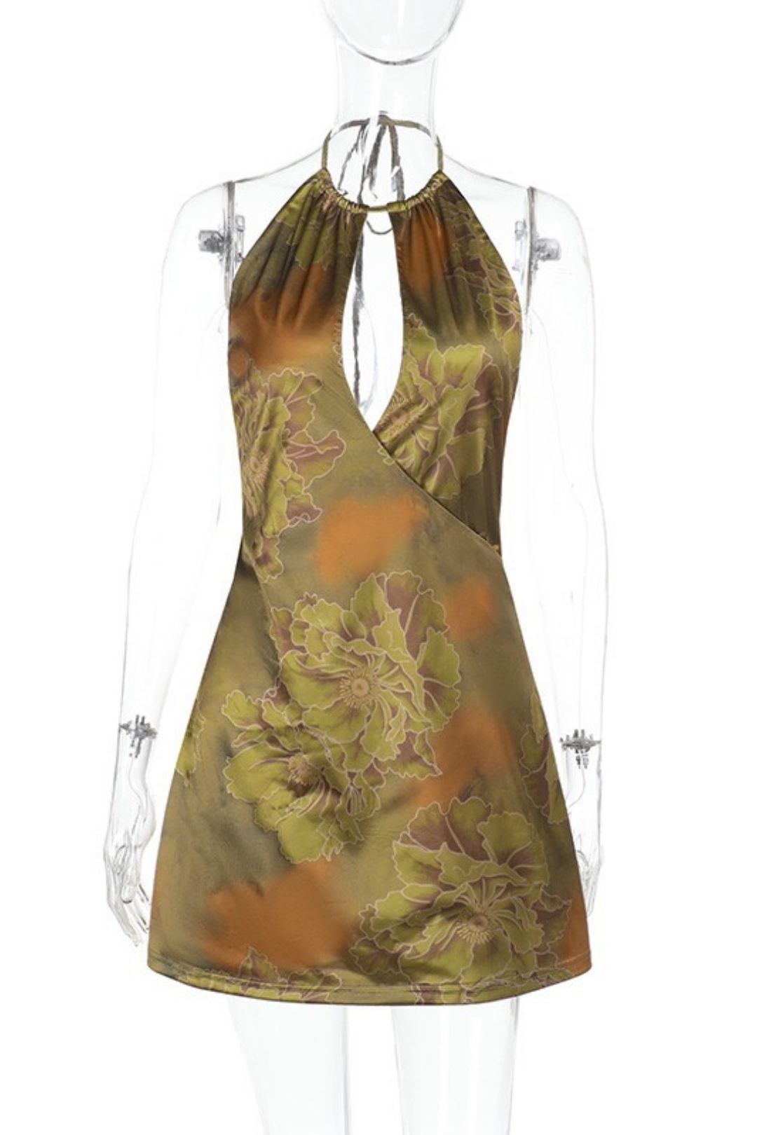 Sexy Backless Floral Print Halter Neck Dress