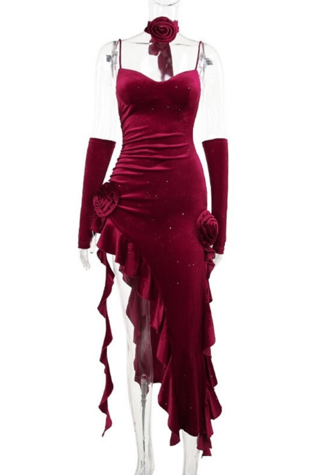 Slip Dress With Flowy Ribbon And Sleeves - Unique Design Dress