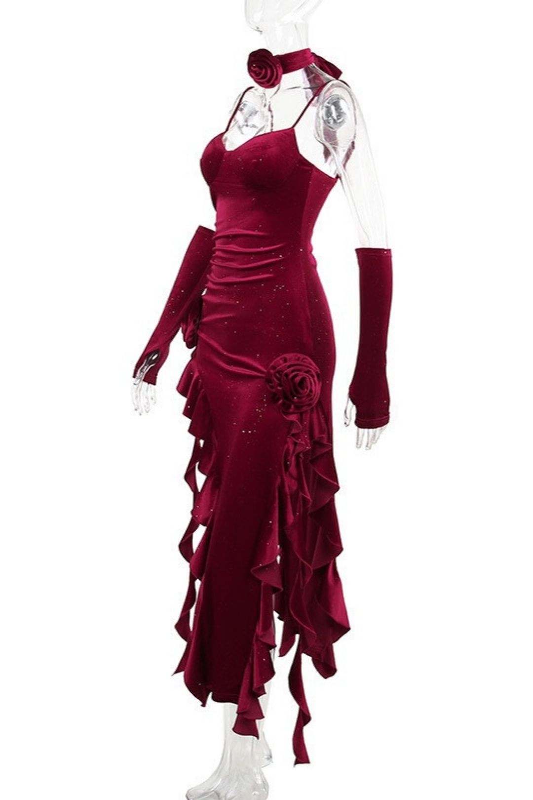 Slip Dress With Flowy Ribbon And Sleeves - Unique Design Dress