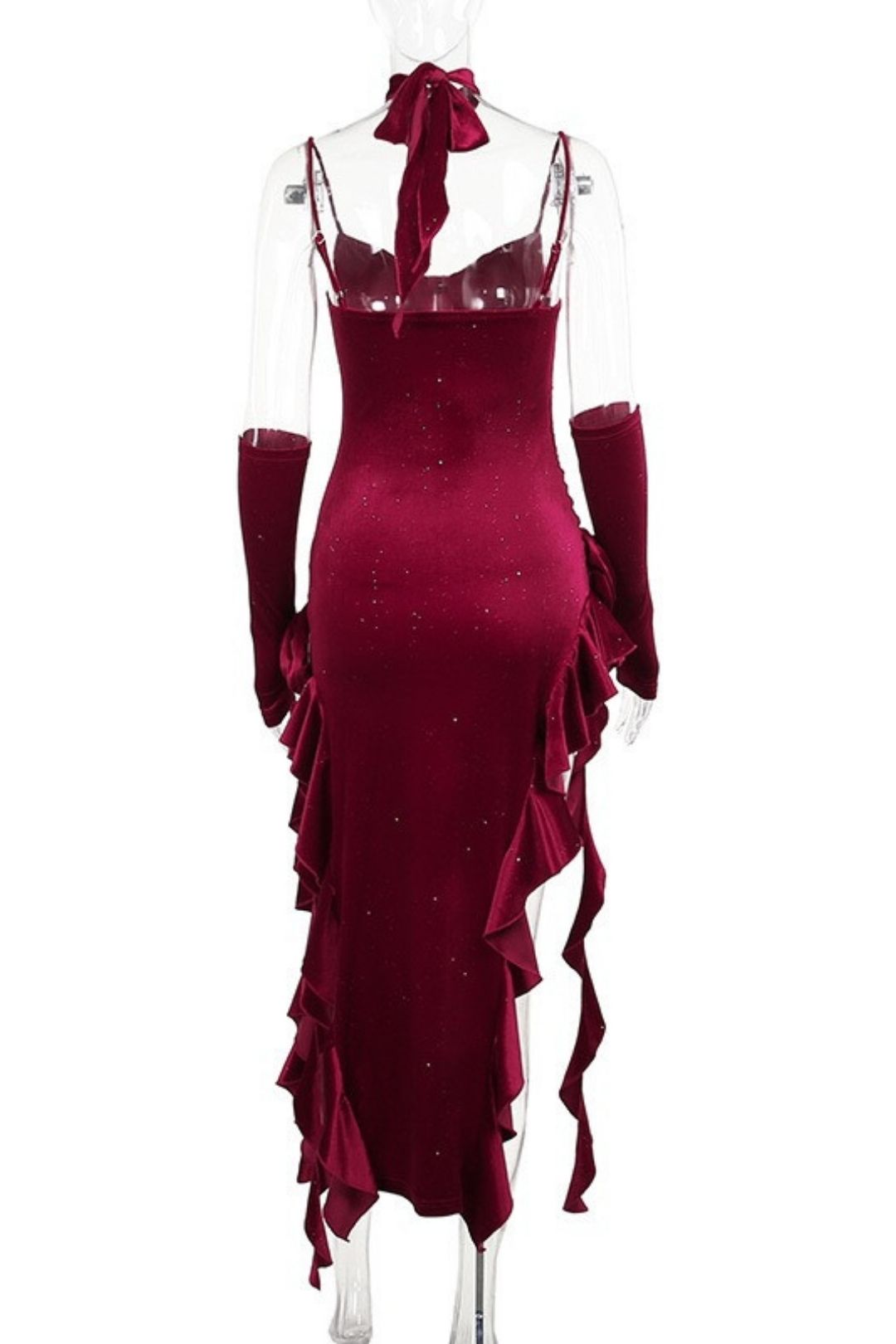 Slip Dress With Flowy Ribbon And Sleeves - Unique Design Dress