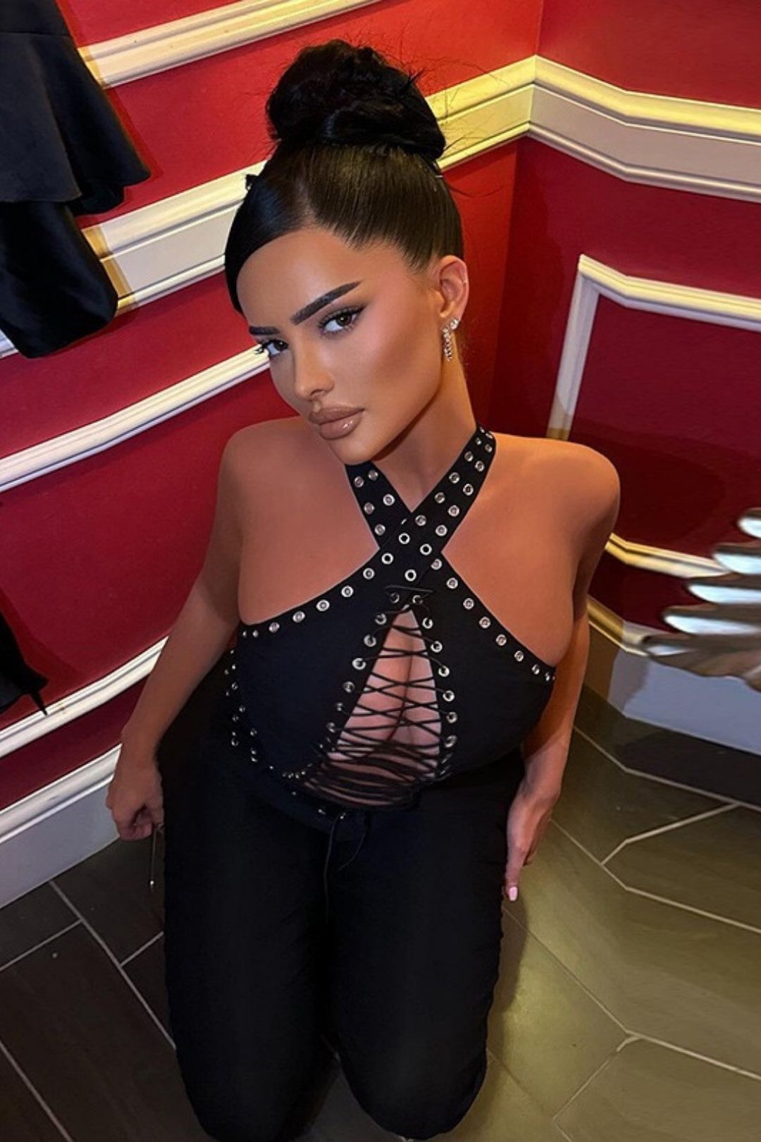 Elegant Slim Fit Eyelet Strappy Sexy Jumpsuit