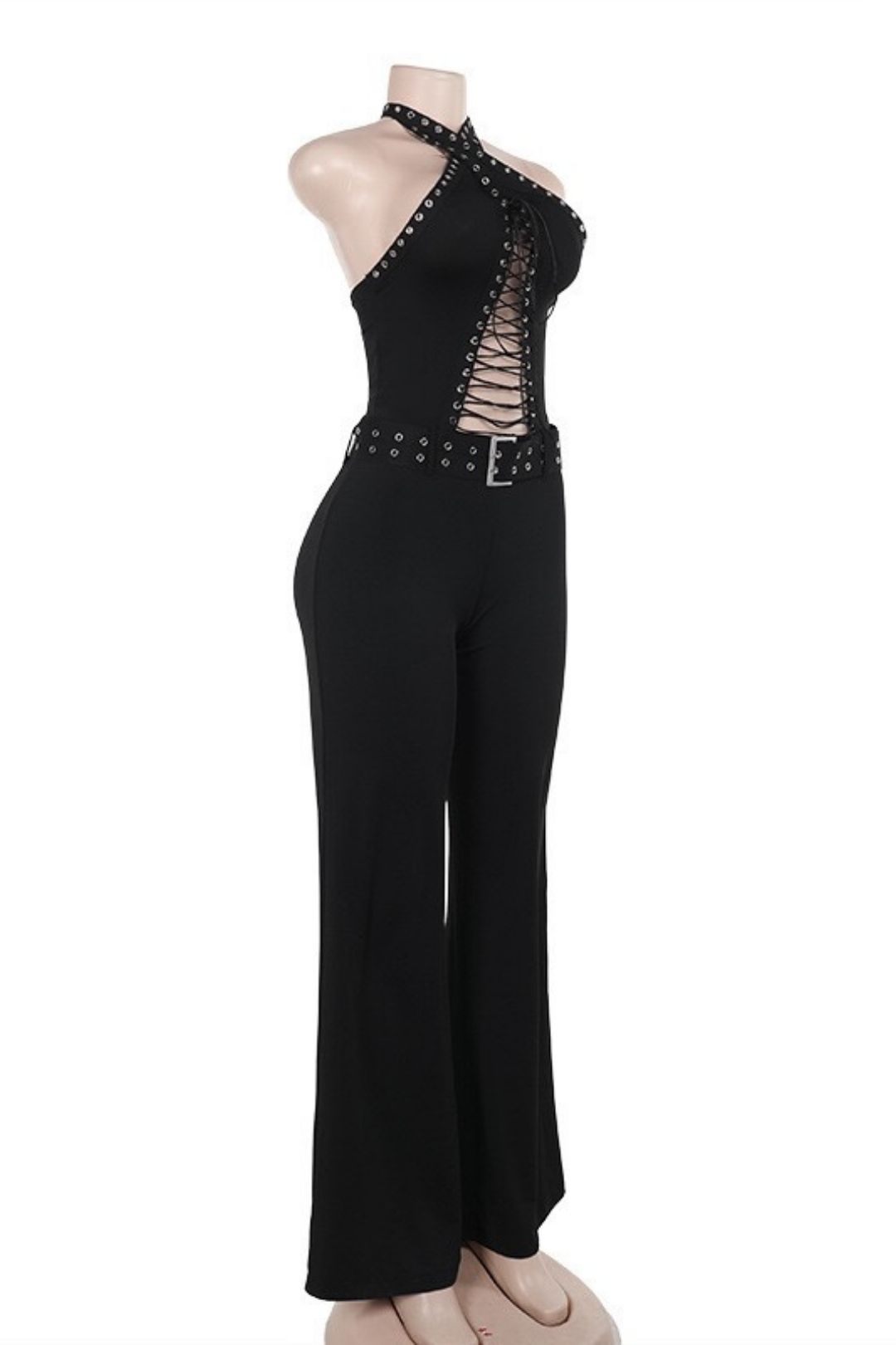 Elegant Slim Fit Eyelet Strappy Sexy Jumpsuit