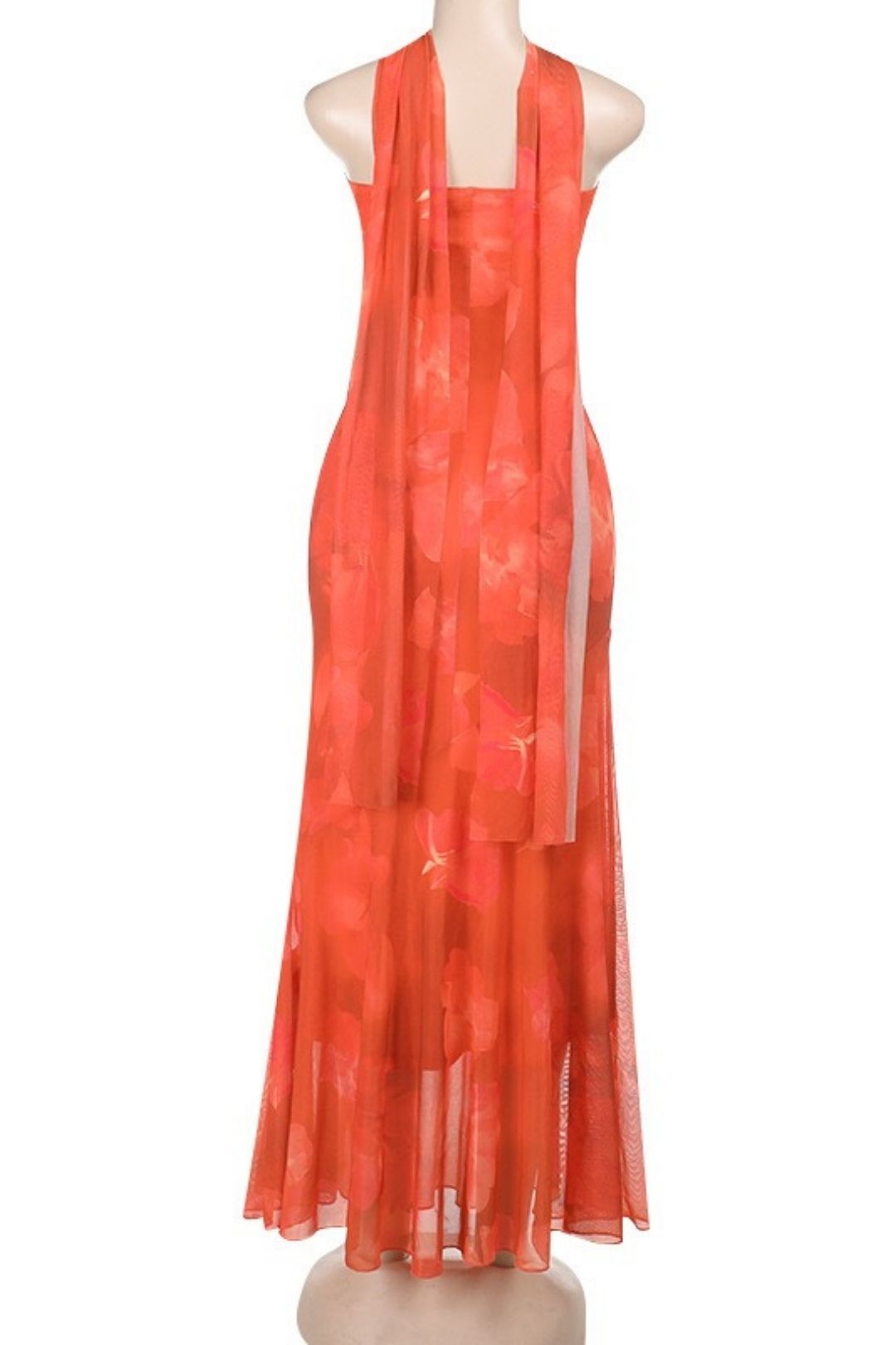 Sexy Strapless Ribbon Mesh Print Long Dress