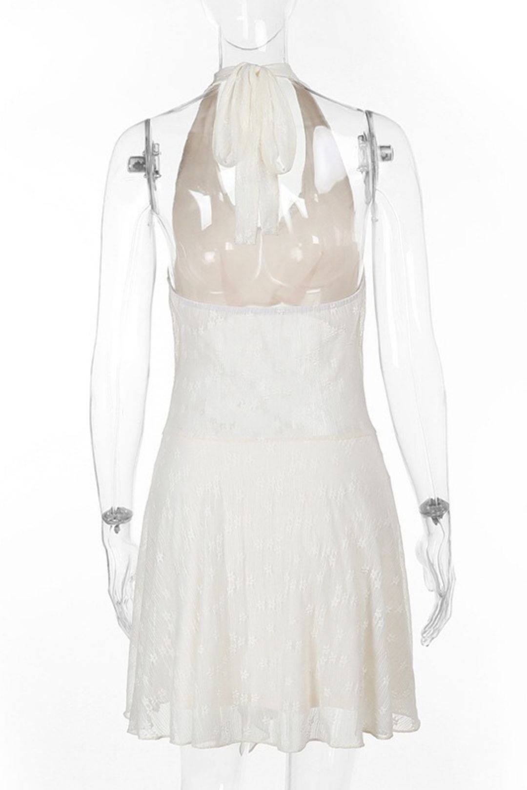 Sexy Backless Halter Neck Lace Patchwork Dress