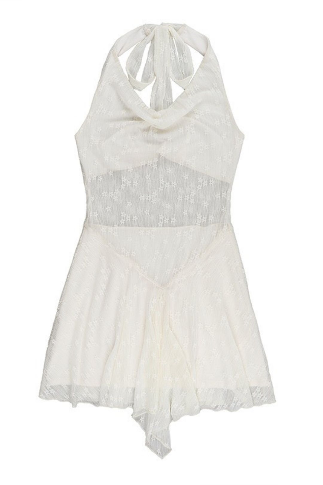 Sexy Backless Halter Neck Lace Patchwork Dress