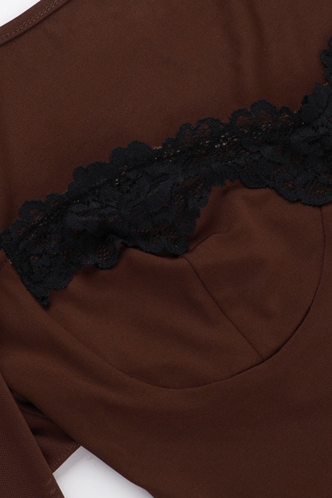 Long-sleeved Lace Trim Bodycon Mini Dress