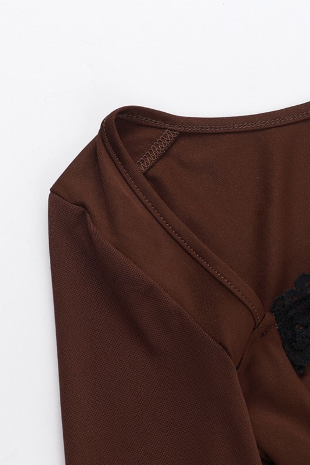 Long-sleeved Lace Trim Bodycon Mini Dress