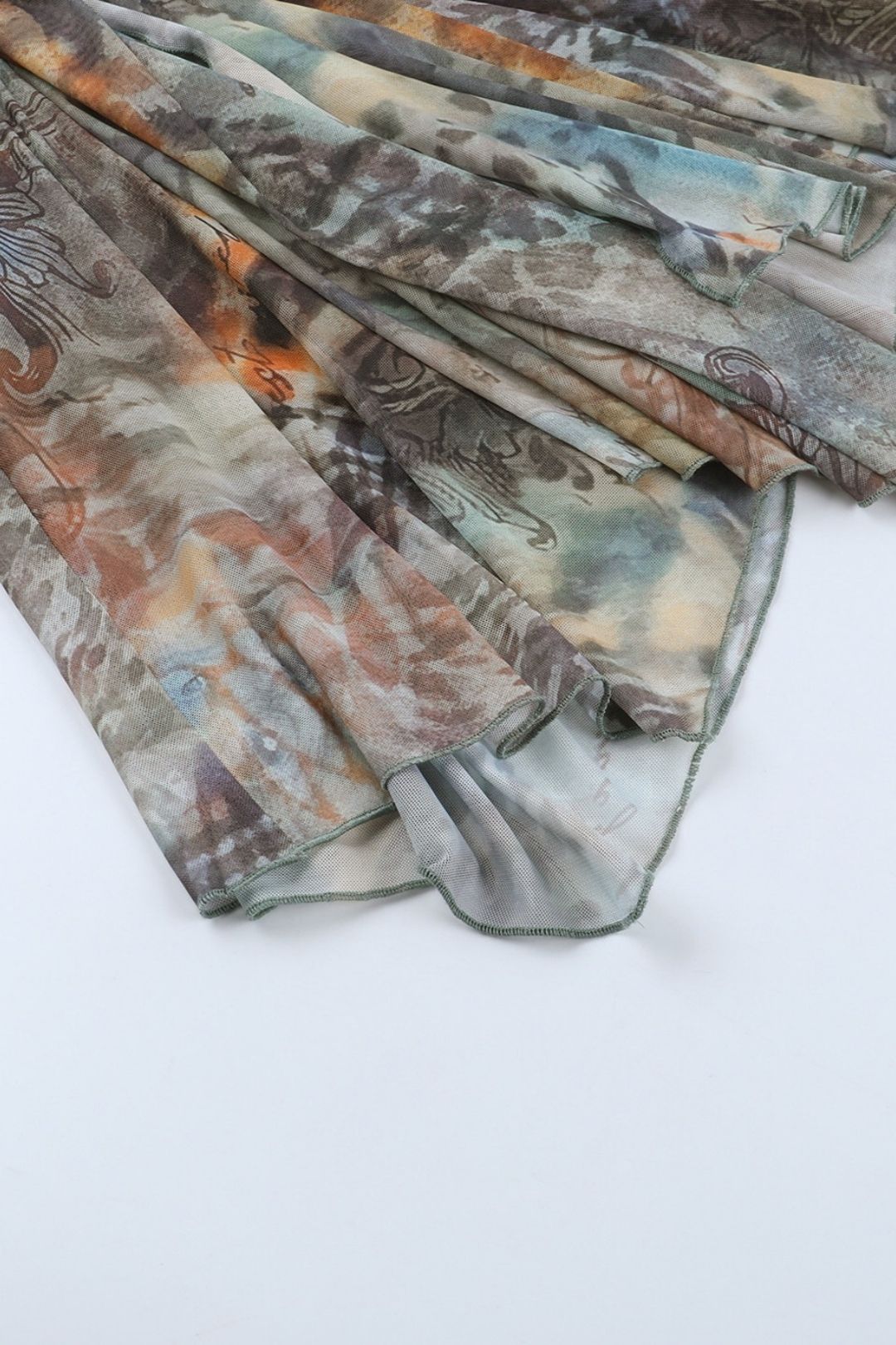 Sexy Deep V Strappy Halterneck Backless Irregular Printed Dress