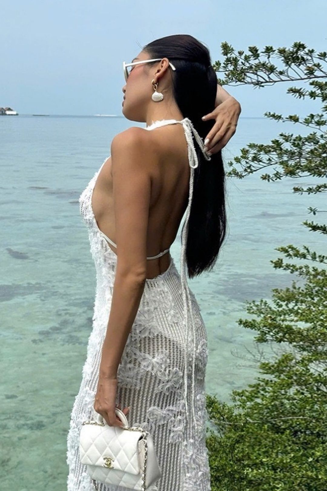 Tube Top Jacquard Material Halterneck Seaside Dress