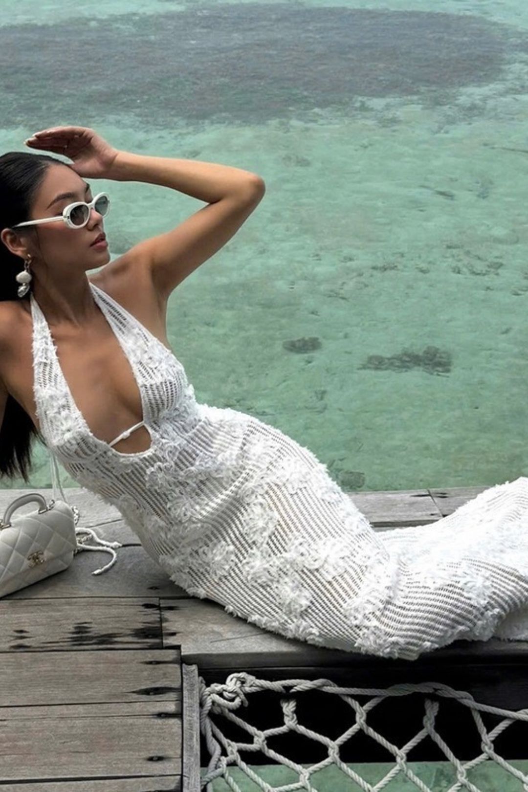 Tube Top Jacquard Material Halterneck Seaside Dress