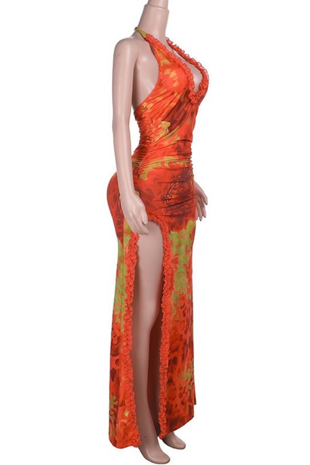 Sexy Slim Printed Printed Slit Holiday Dress