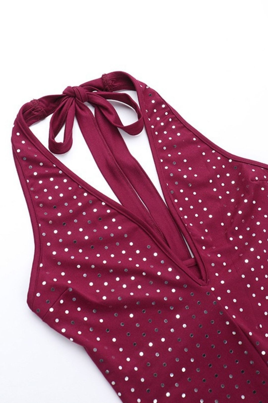 Sexy Slim Fit Broken Diamond Rhinestone Deep V Jumpsuit