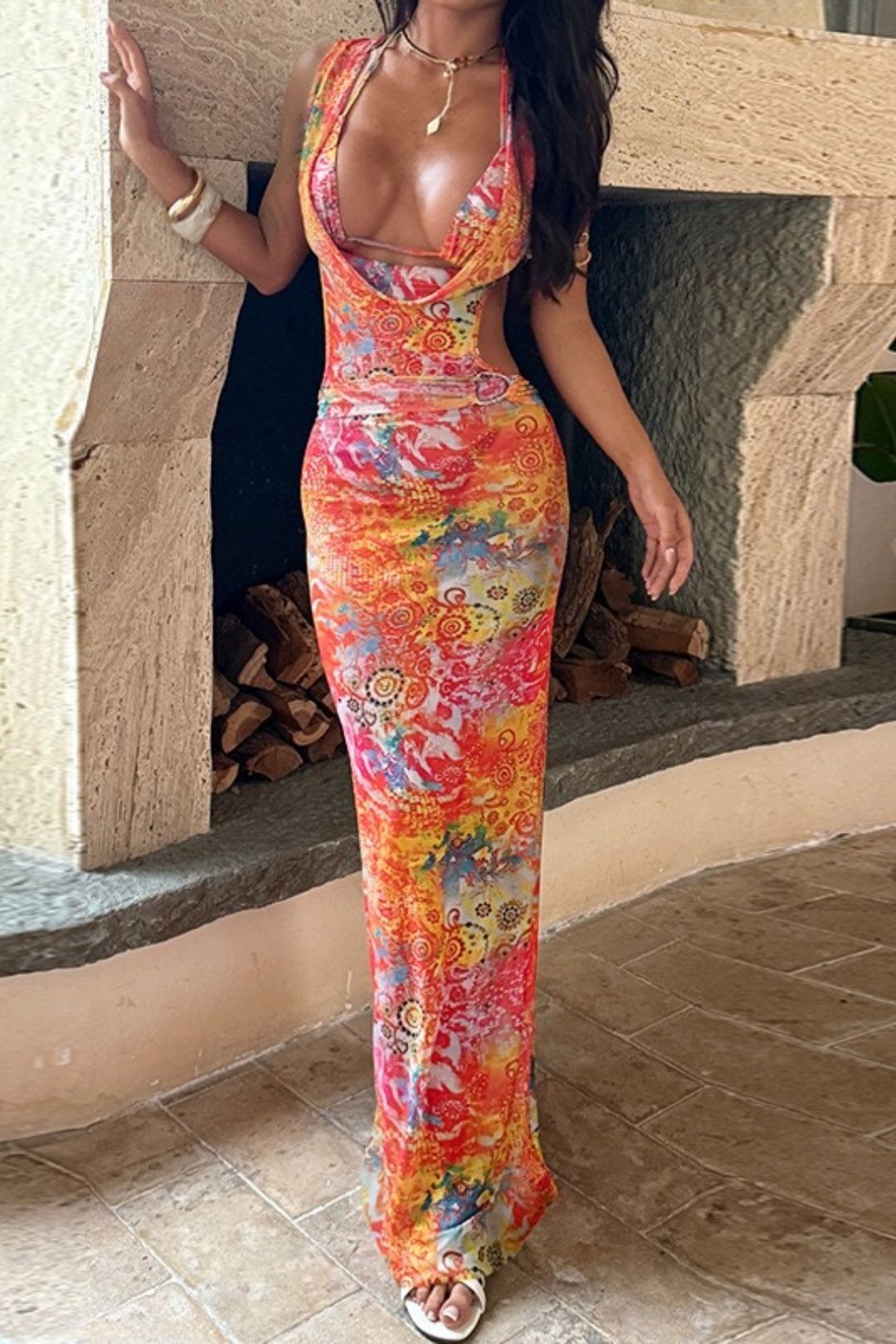 Sexy V-neck Halter Strap Beach Long Dress