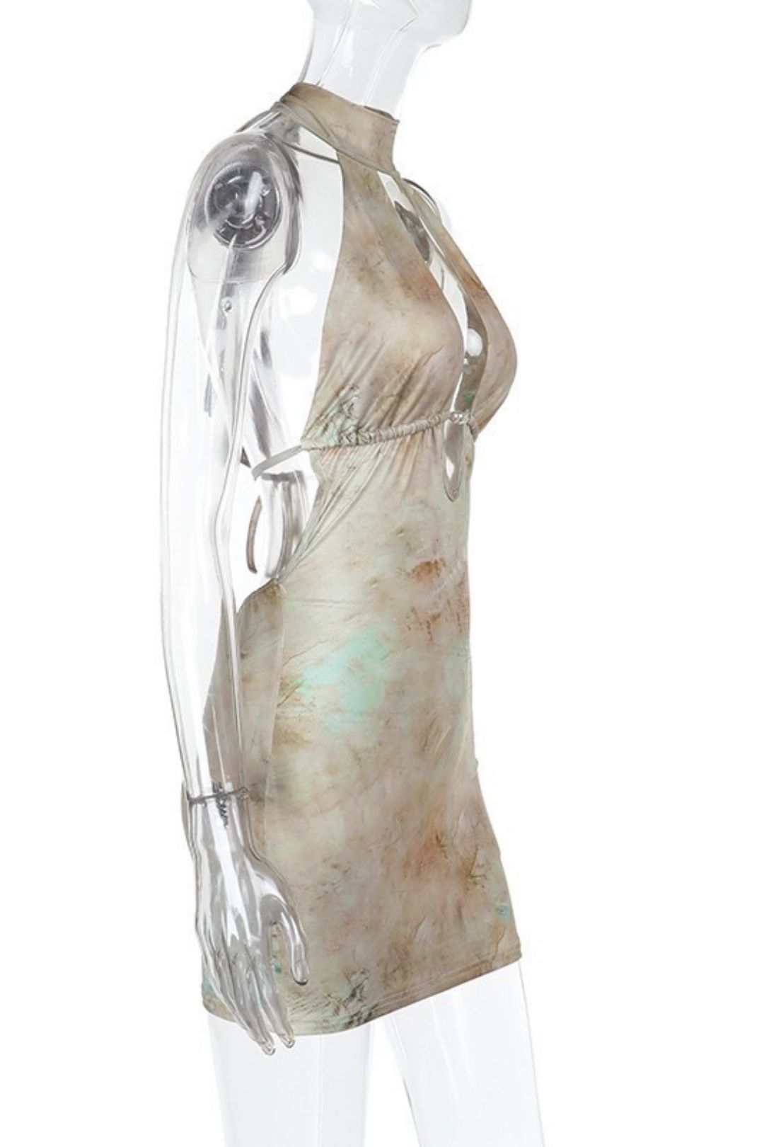 Sexy Hollow-out Print Halter Neck Bodycon Dress