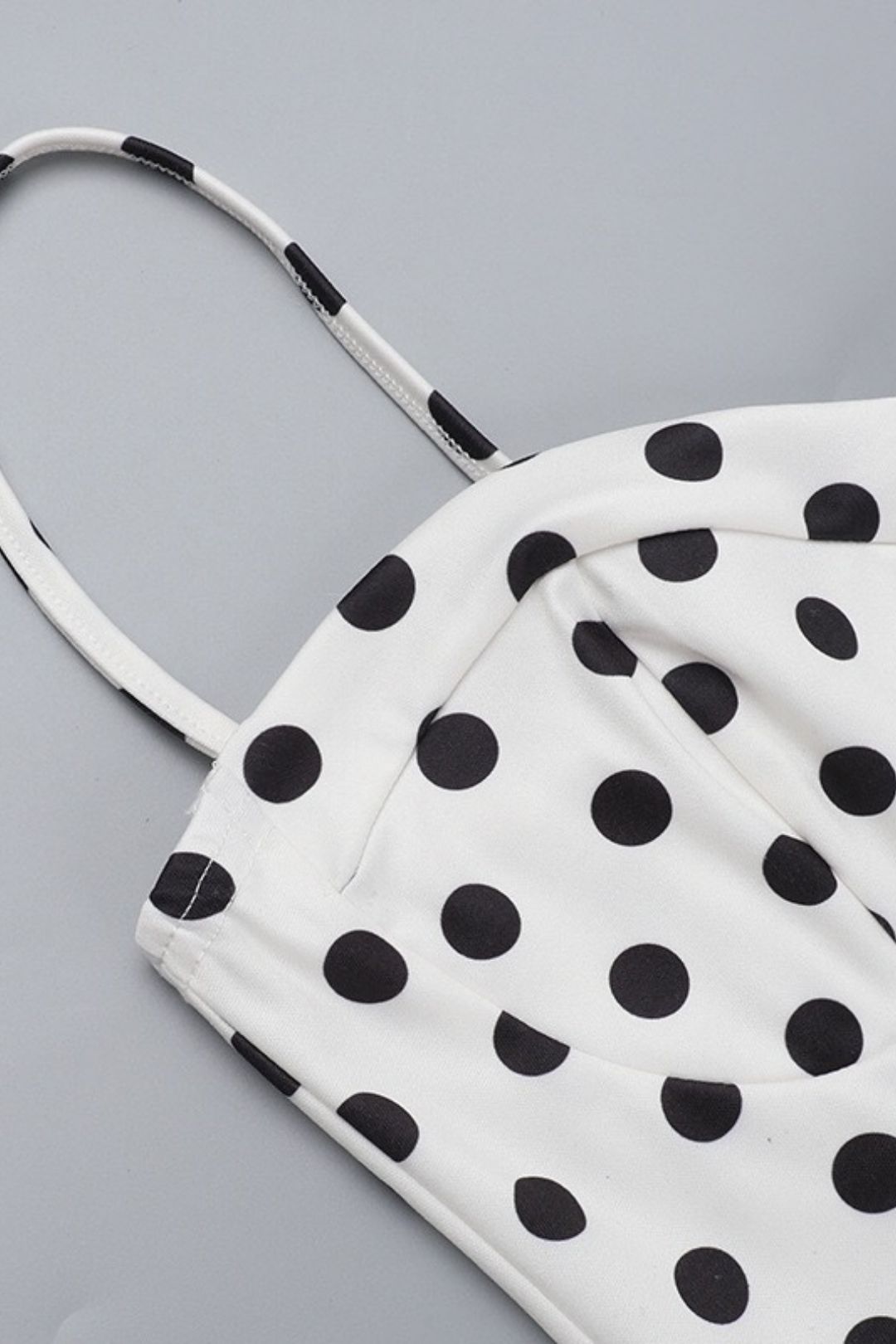 Polka Dot Slim Fit Pleated Skirt, Spaghetti Strap Dress