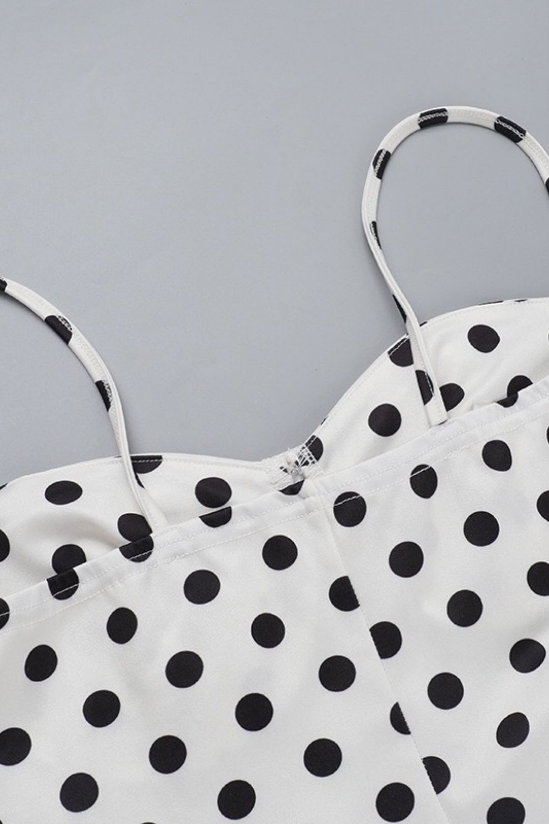Polka Dot Slim Fit Pleated Skirt, Spaghetti Strap Dress