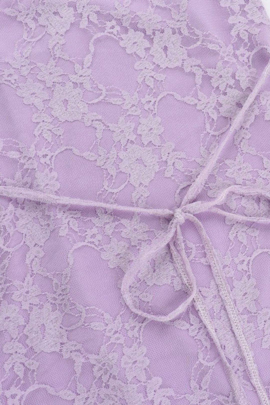 Spaghetti Strap Lace Patchwork Sexy Slit Dress