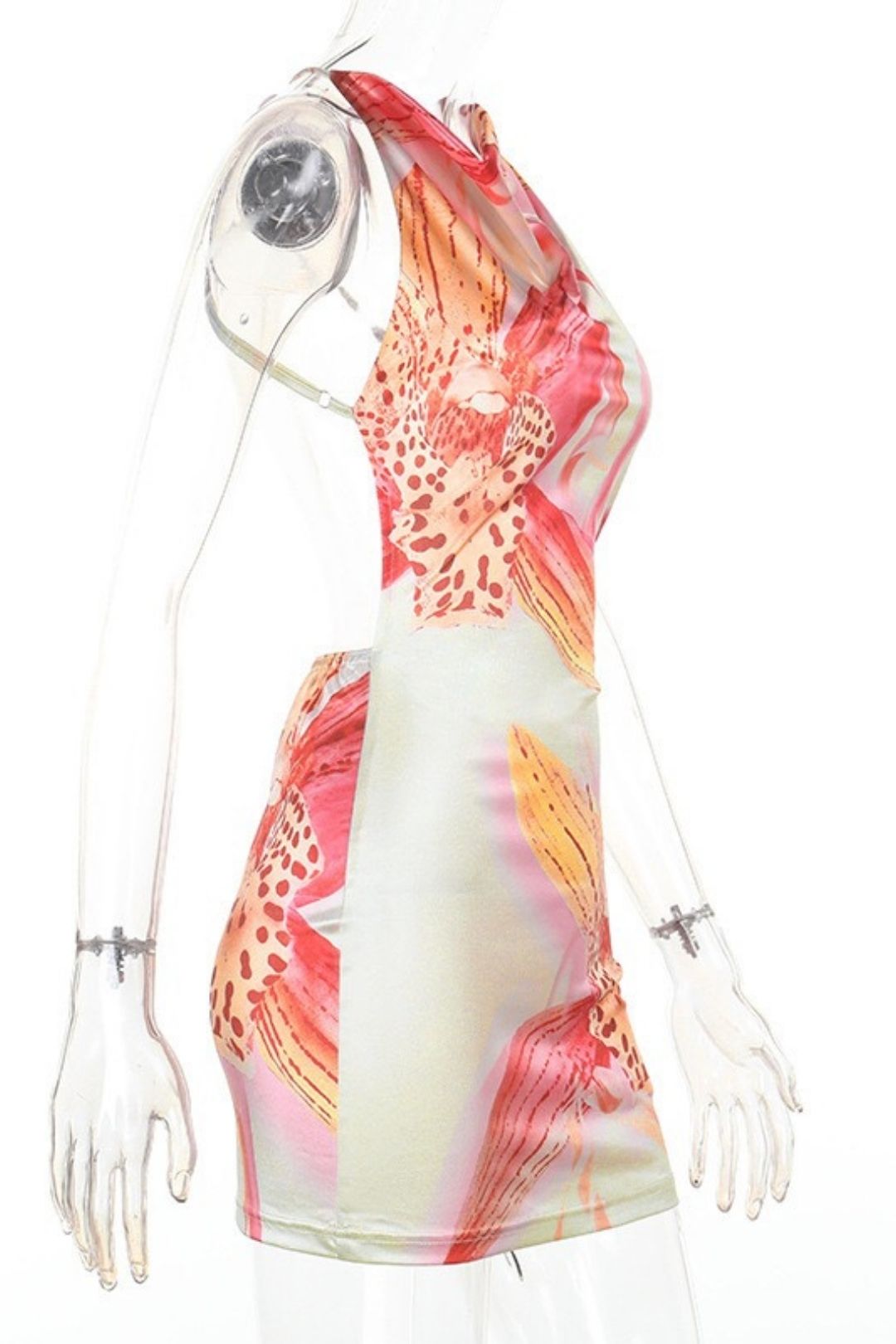 Sexy Vacation Style Printed Backless Hot Girl Bodycon Dress