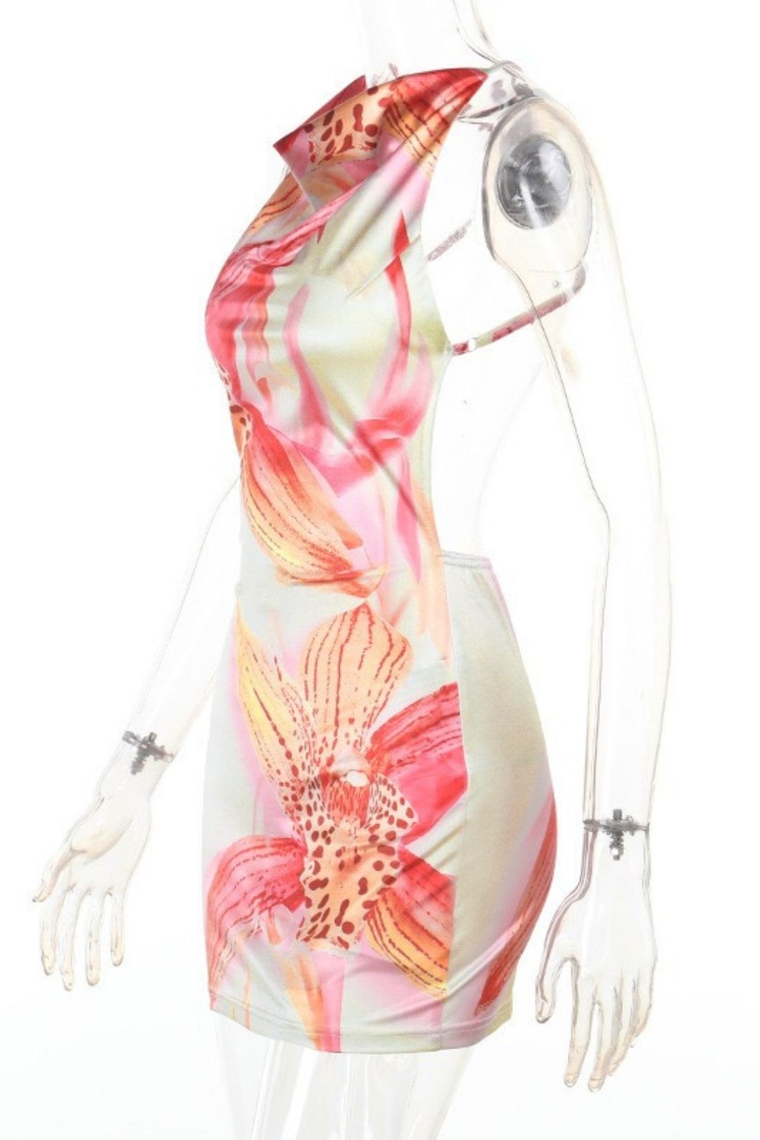 Sexy Vacation Style Printed Backless Hot Girl Bodycon Dress