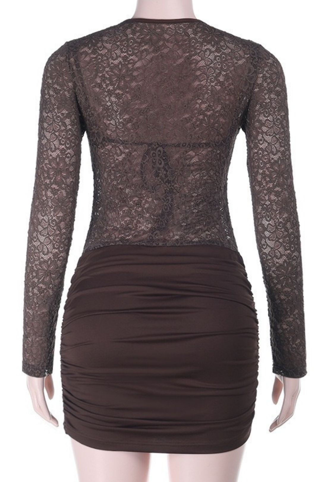Sexy Lace Patchwork, Gentle And Romantic Long-sleeved Slim-fit Bodycon Skirt Dress