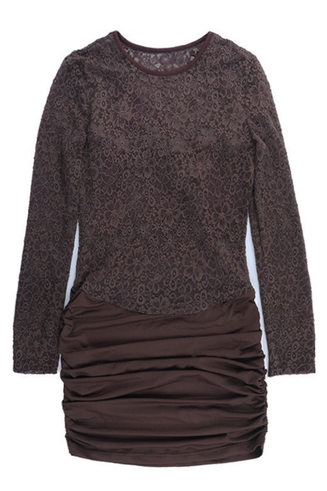 Sexy Lace Patchwork, Gentle And Romantic Long-sleeved Slim-fit Bodycon Skirt Dress