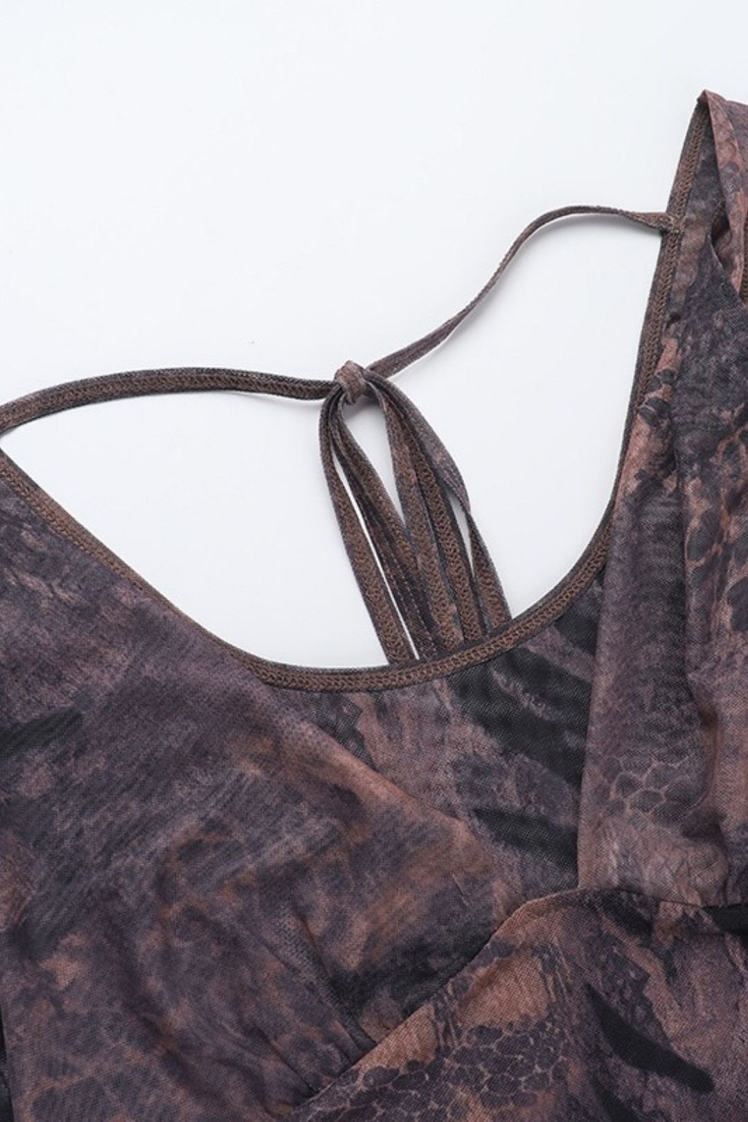Sexy Hollowed-out Print Deep V Bust-enhancing Suspender Backless Dress