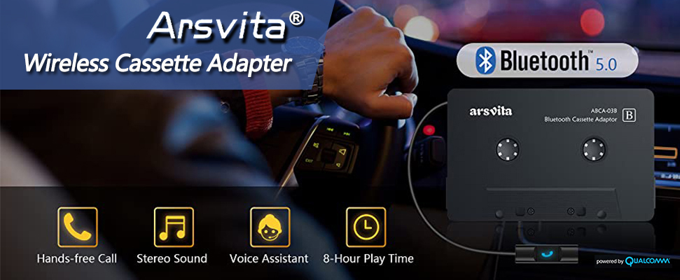 Arsvita - Adaptador De Cassette Bluetooth Para Coche, Repro.