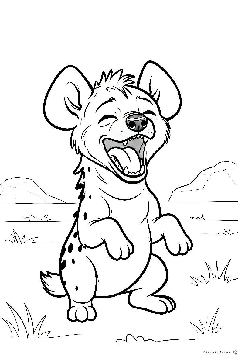 Hiena sonriendo dibujo para colorear