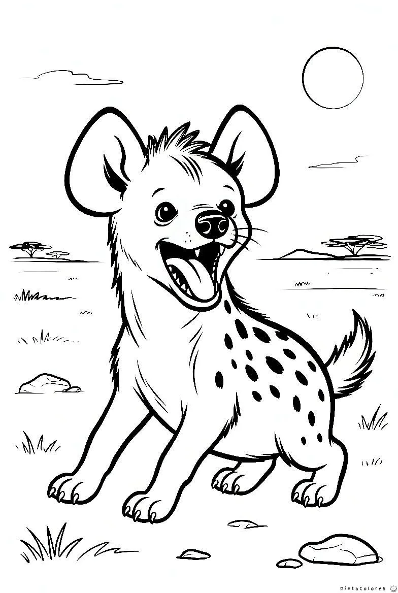 Hiena riendo dibujo para colorear