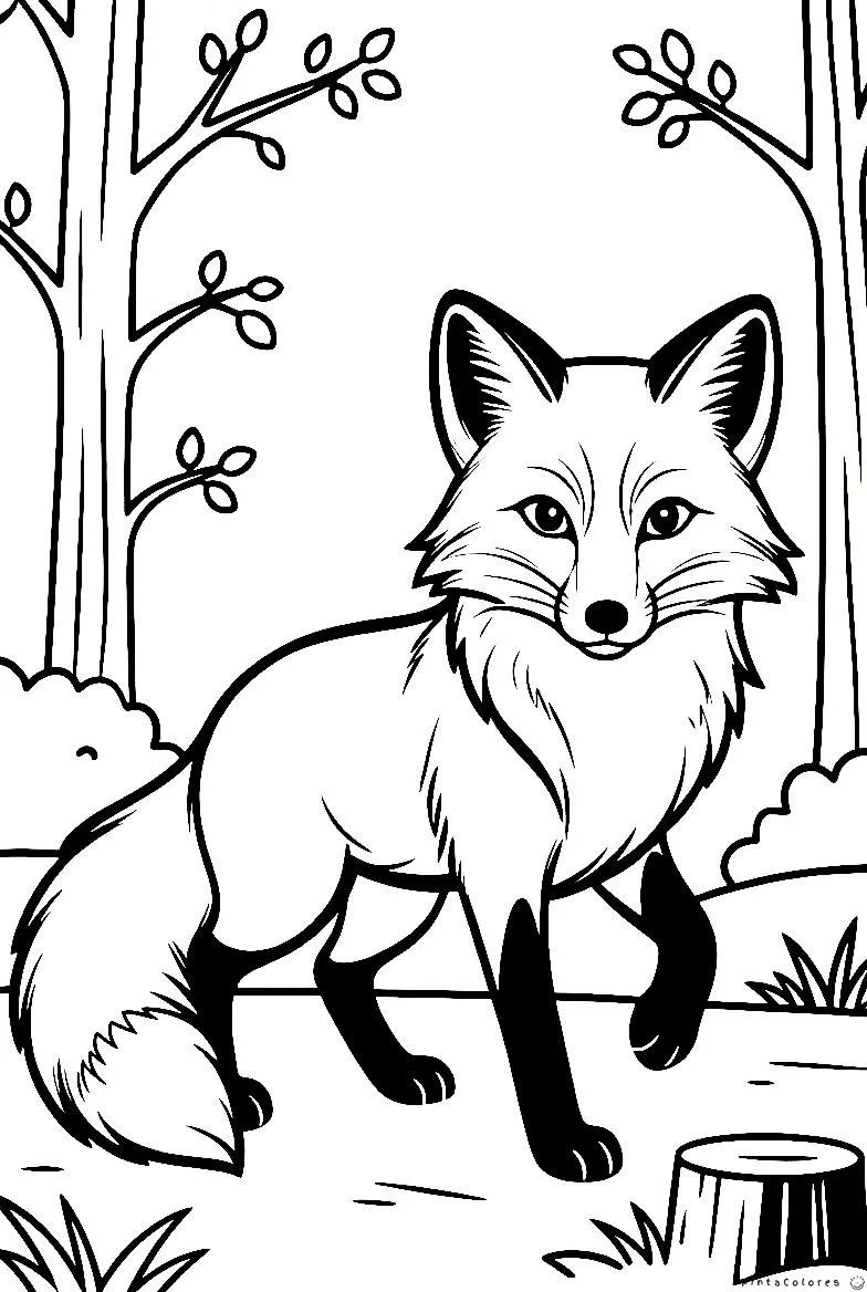 Zorro detallado dibujo para colorear