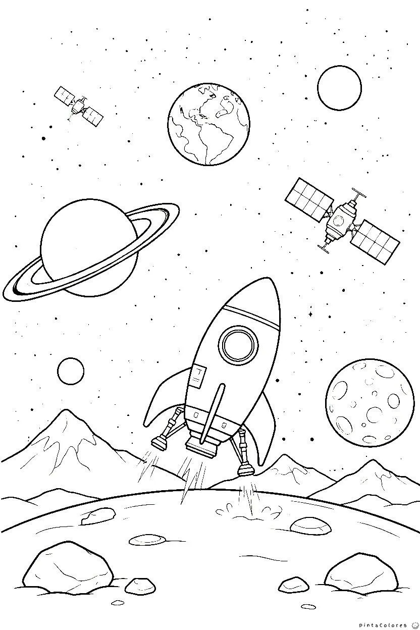 Cohete despegando rumbo al espacio con humo.