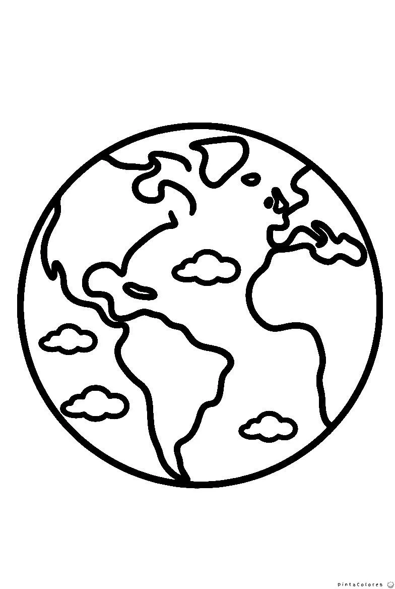 Planeta Tierra visto desde el espacio para colorear.