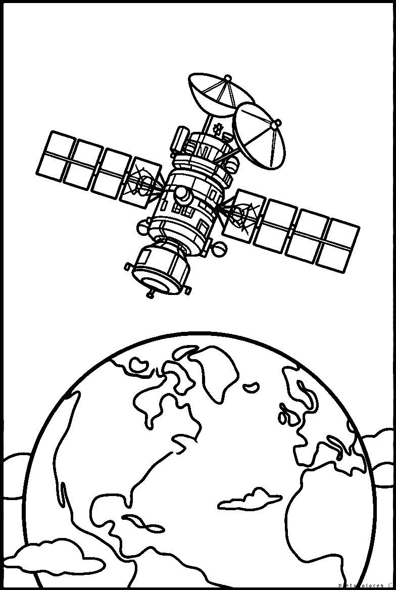 Satélite con paneles solares alrededor del planeta Tierra.