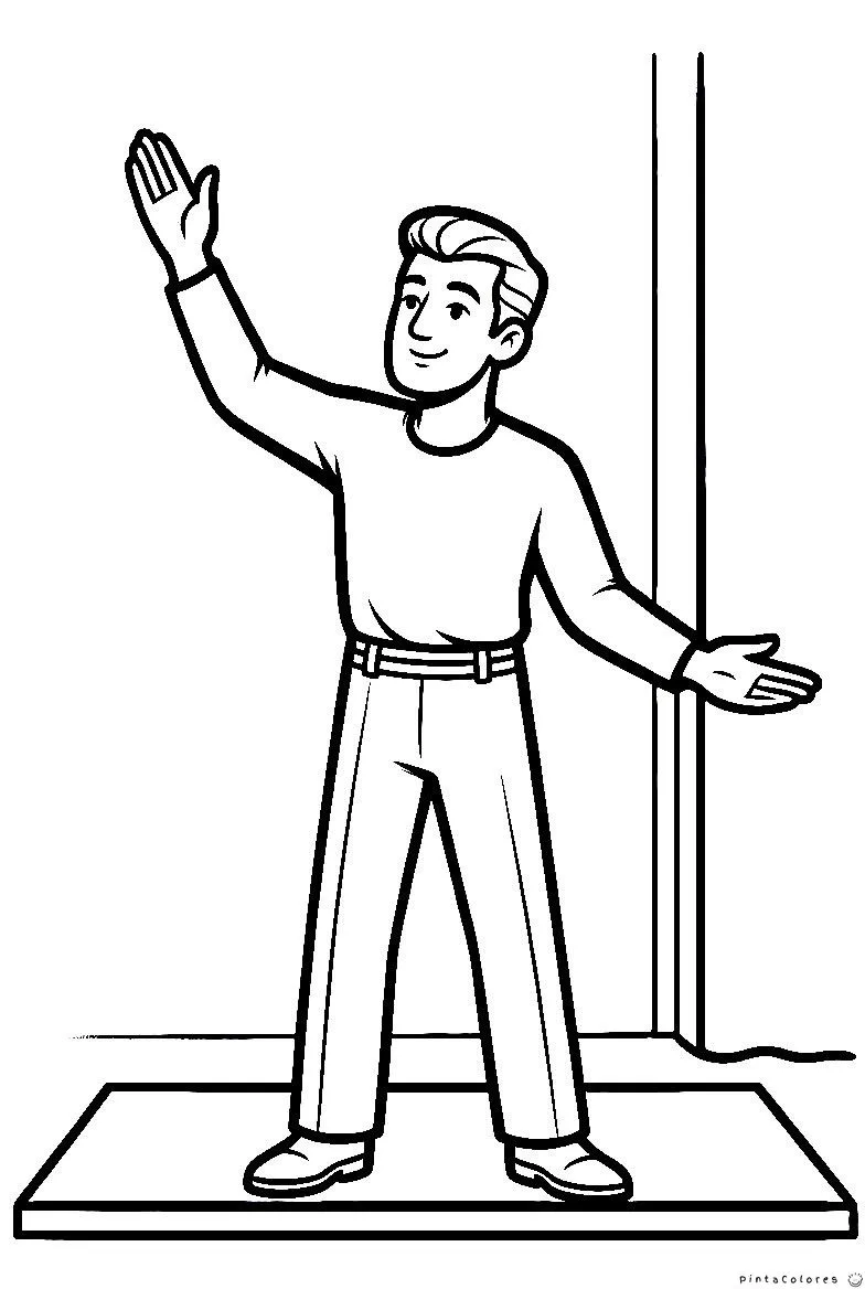 Actor actuando sobre un escenario para colorear