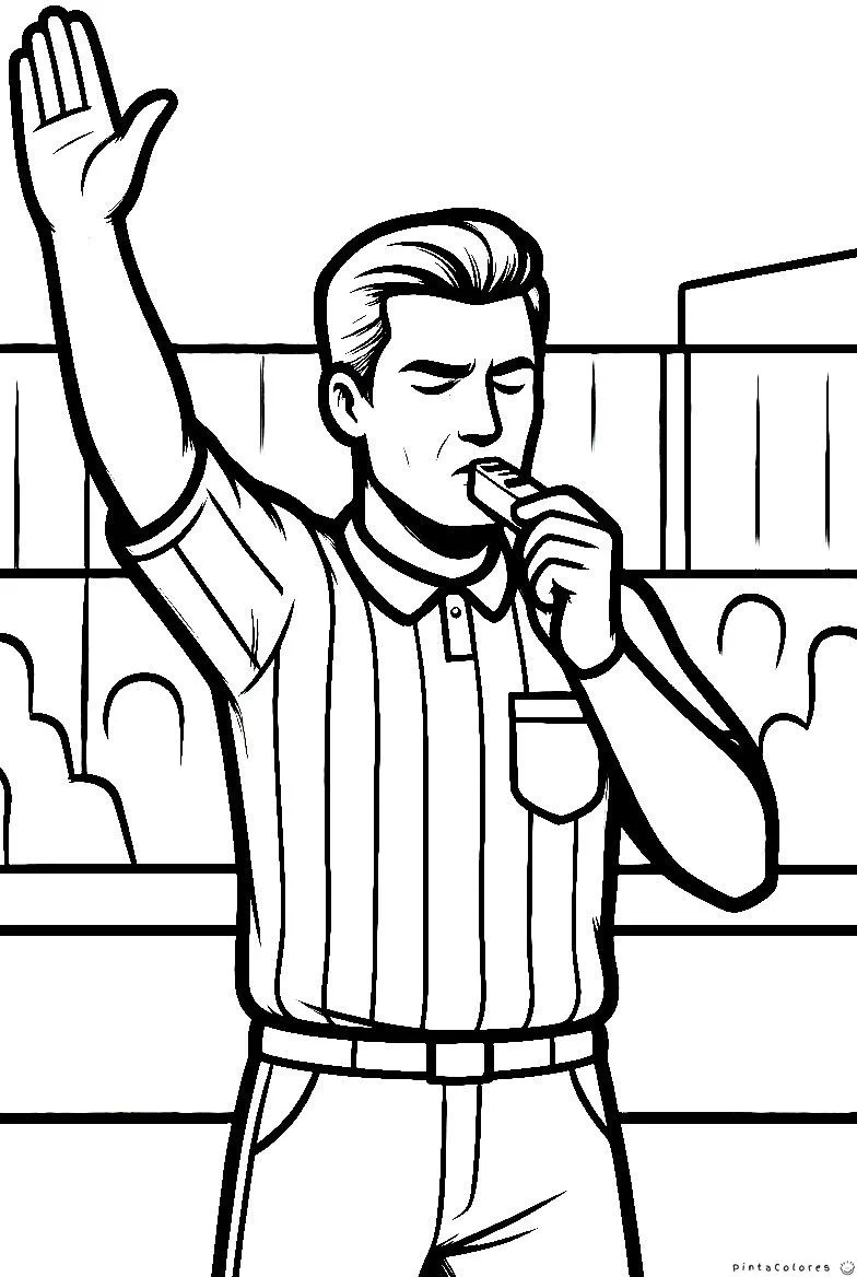 Árbitro silbando en partido de fútbol