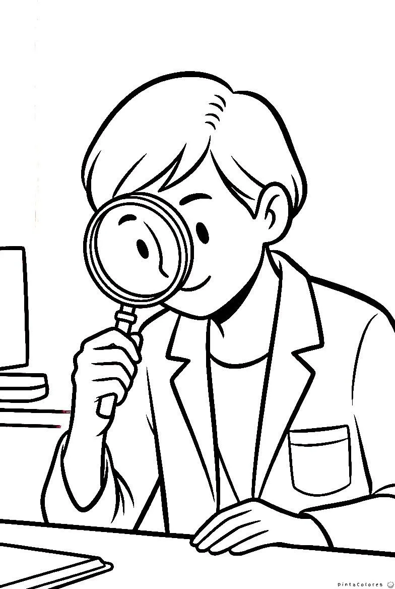 Biólogo observando con lupa en la naturaleza