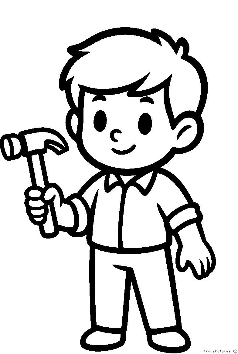 Carpintero usando un martillo