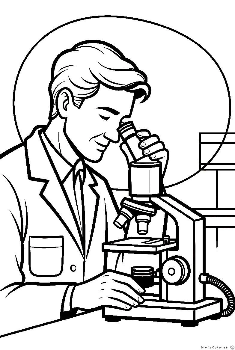 Científico analizando muestras con microscopio