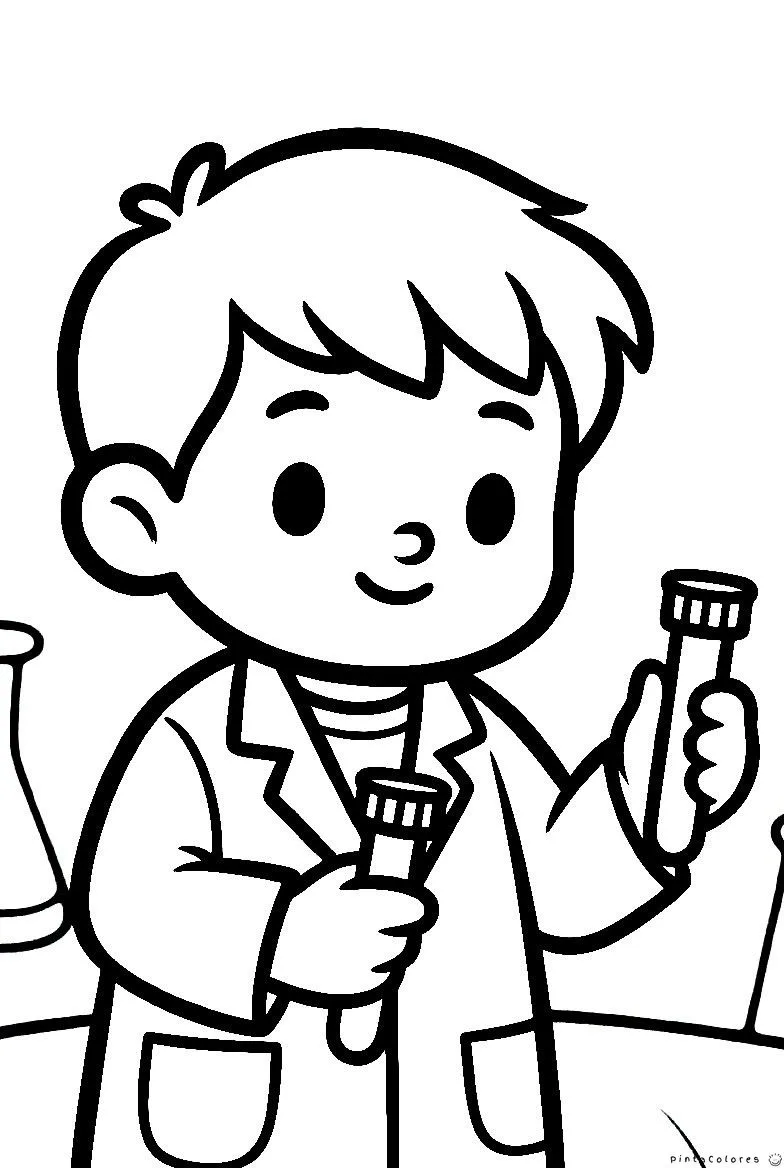 Científico con tubos de ensayo en laboratorio