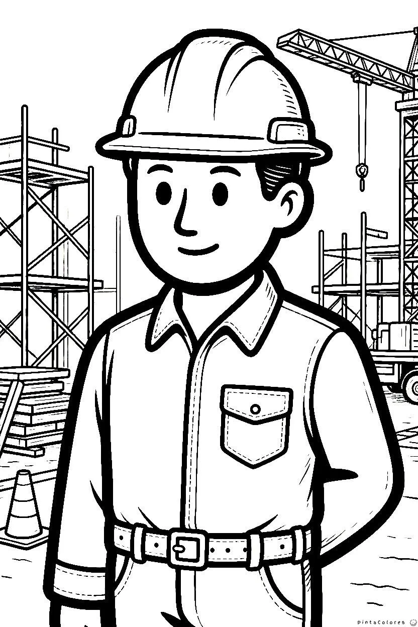 Constructor con casco y herramientas en obra