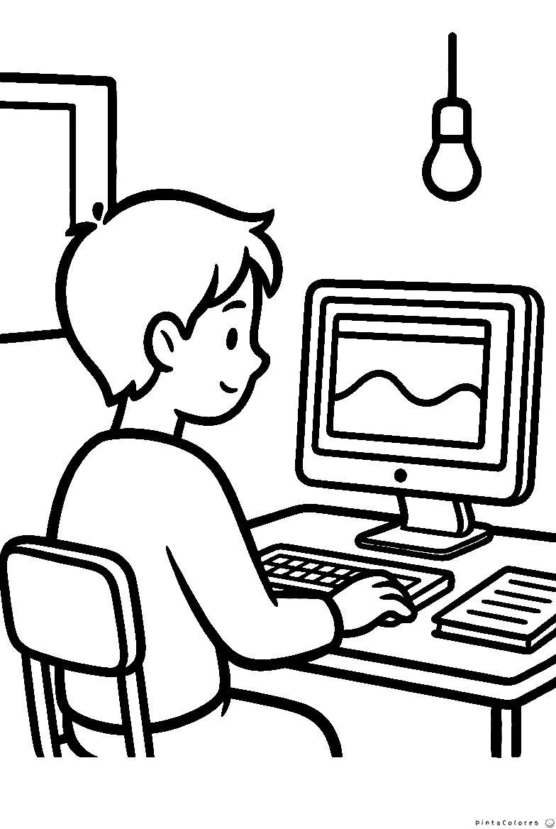 Diseñador gráfico en escritorio con computadora